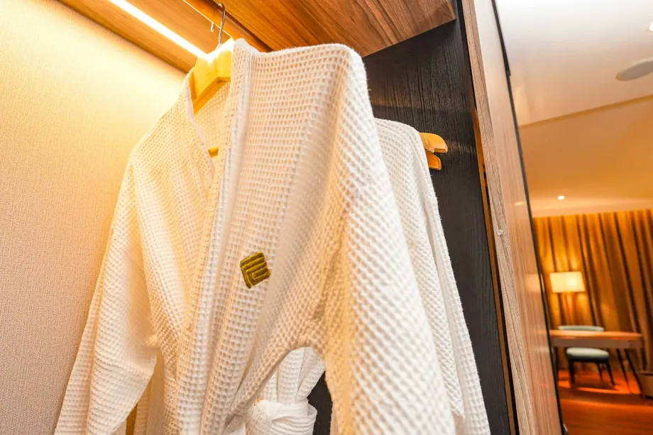 Robe hanging on a wall hook